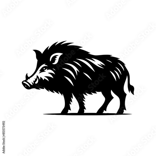 Wild Rush: Vector Wild Boar Silhouette Capturing the Spirit of Untamed Ferocity- Wild Boar Illustration- Minimalist Wild Boar Vector.