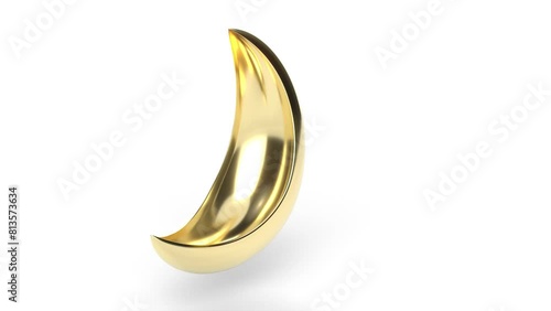 Gold crescent Moon Eid Ramadan fitr on white bg able to loop endless 4k