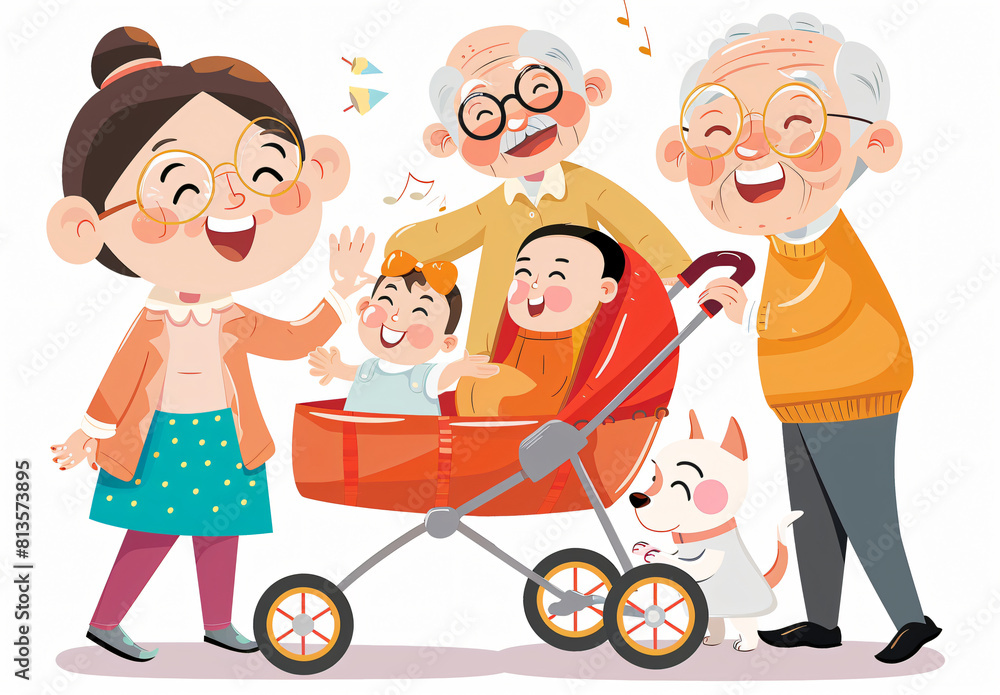 Joyful Moments Captured. A Vibrant Vector Illustration of Grandparents Day Celebration Joyful Moments Captured. A Vibrant Vector Illustration of Grandparents Day Celebration