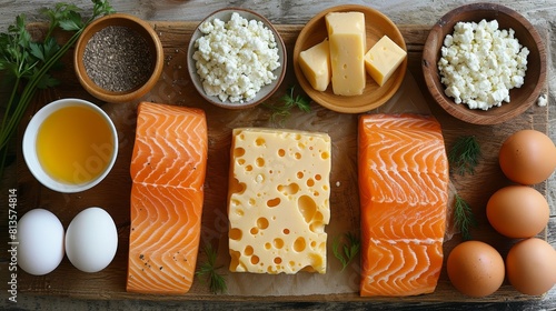 Vitamin D Opt for foods fortified with vitamin D like fortified milk, fatty fish such as salmon AI generated