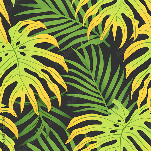 Green Leaves Seamless Pattern Background