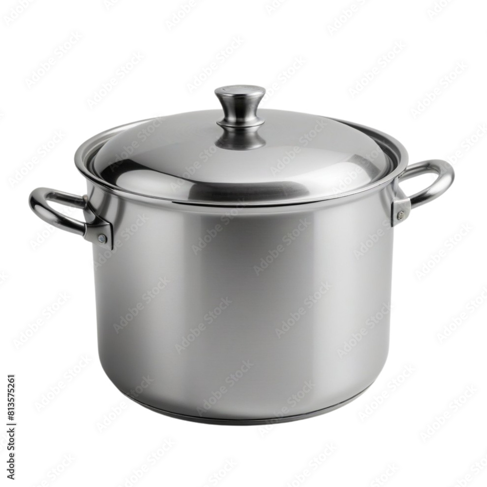 Stainless Steel Pan with Lid and Handle on Isolated transparent background png. generated with AI Stainless Steel Pan with Lid and Handle on Isolated transparent background png. generated with AI