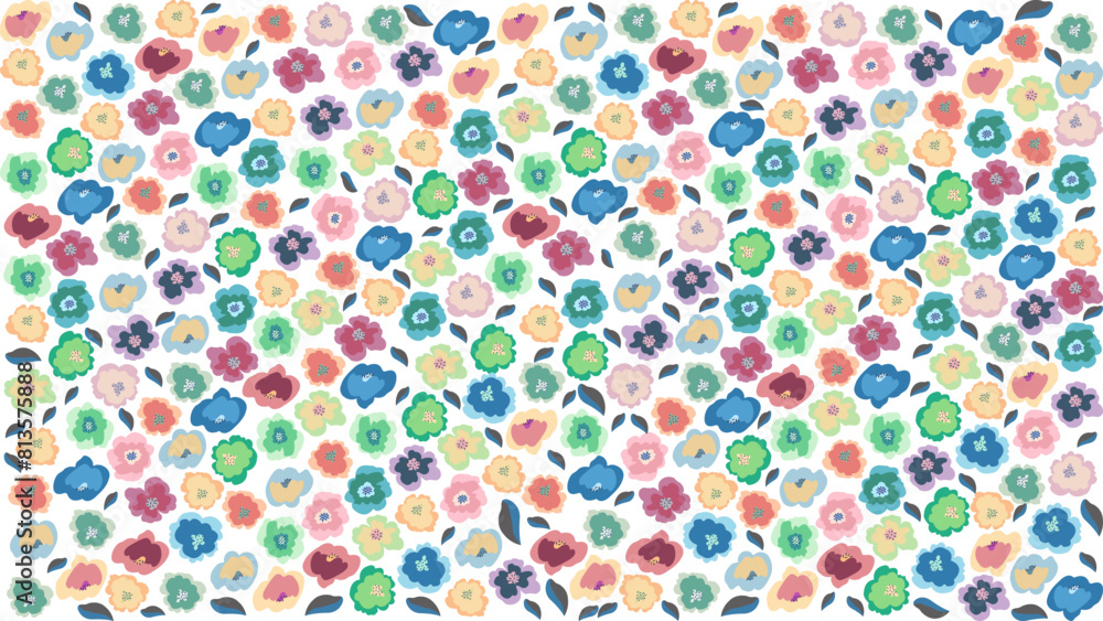 Seamless pattern of multicolored flowers on a white background Seamless pattern of multicolored flowers on a white background