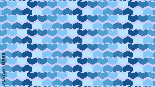 Seamless pattern of the chain of blue hearts