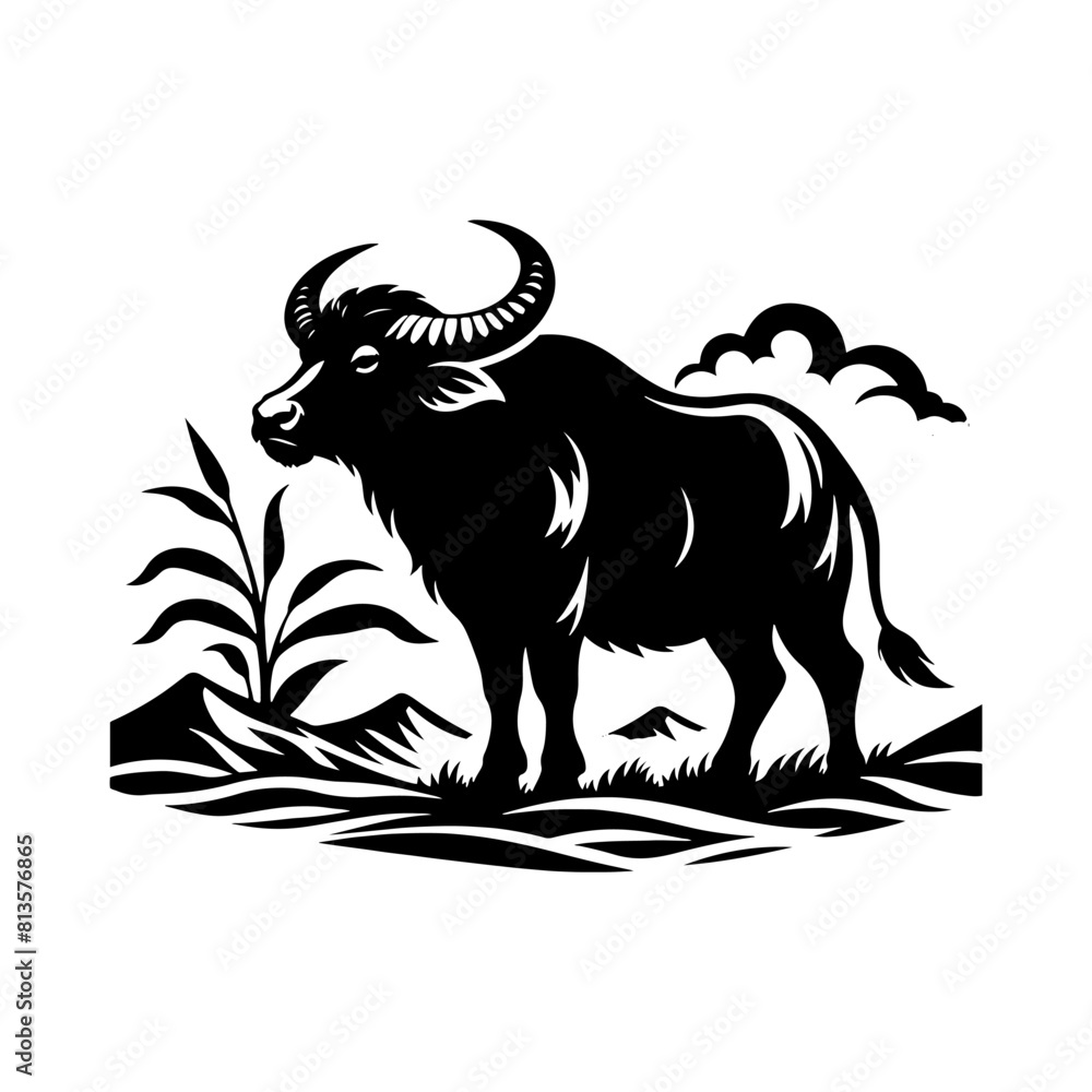 River's Guardian: Vector Water Buffalo Silhouette -Reflecting Strength and Serenity- Minimalist Water Buffalo Vector- Water Buffalo Illustration. River's Guardian: Vector Water Buffalo Silhouette -Reflecting Strength and Serenity- Minimalist Water Buffalo Vector- Water Buffalo Illustration.
