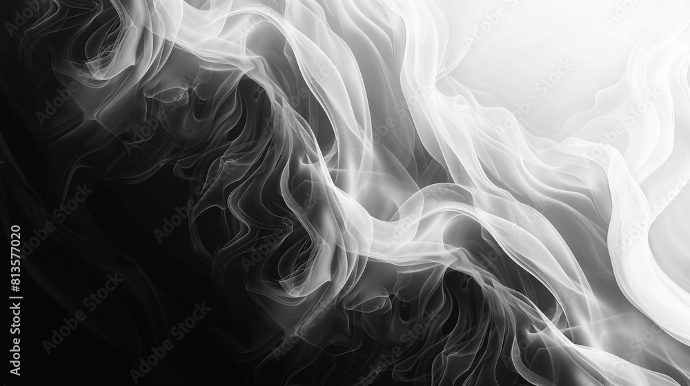 Smoke, black and white gradient, abstract wave