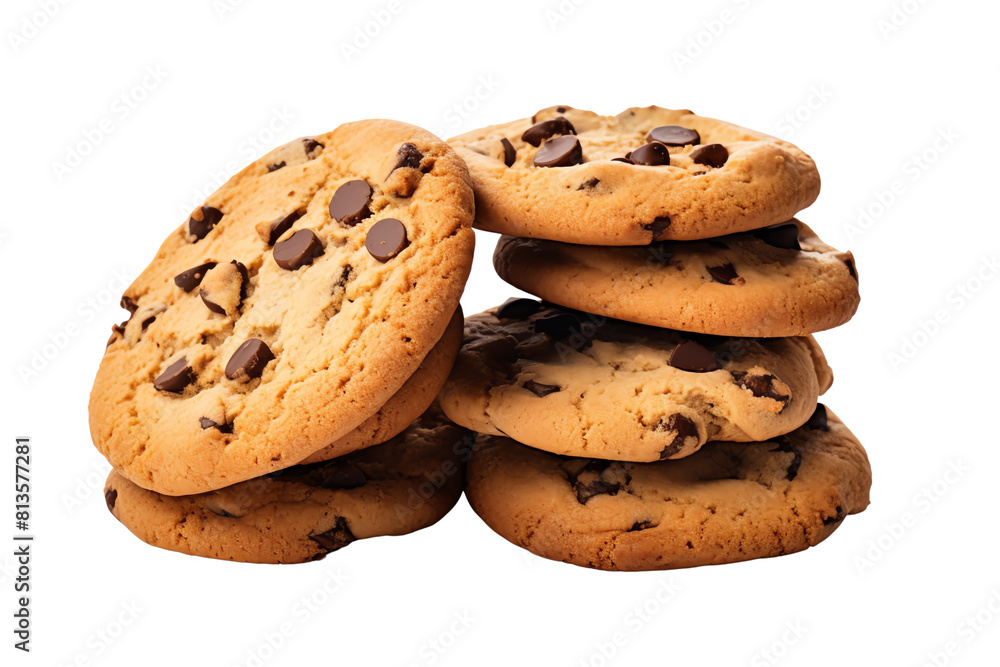 Image shows a stack of chocolate chip cookies. Image shows a stack of chocolate chip cookies.
