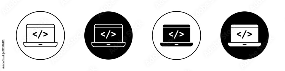 Display code icon set. computer software program script vector symbol ...