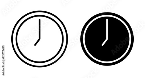 Clock seven icon set. 7 am vector symbol. 7pm time sign in black filled and outlined style. photo