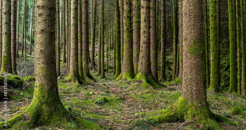 Beautiful forest area with mossy trees Beautiful forest area with mossy trees