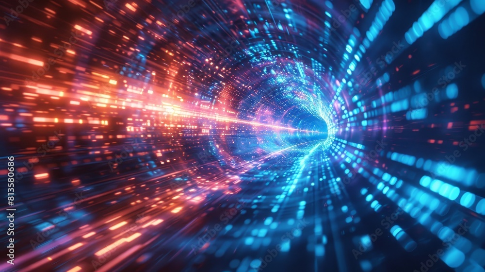 Abstract impression of a technological singularity, data moving at light speed in a cybernetic space Abstract impression of a technological singularity, data moving at light speed in a cybernetic space