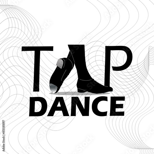 National Tap Dance Day event banner. Illustration of a tap dancer's feet and bold text on white background to celebrate on May 25th