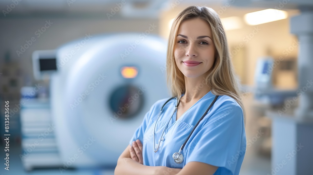 Female Radiologist Portrait with Radiology Equipment, Radiologist, portrait, equipment