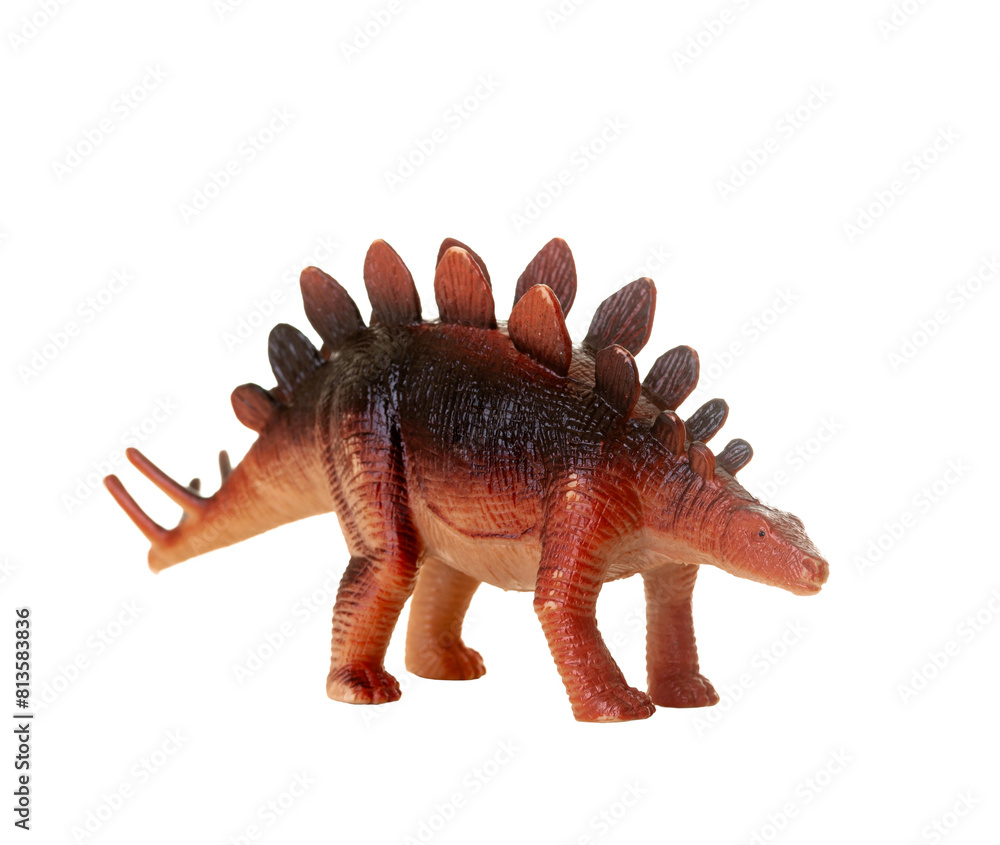 Realistic plastic model of a Stegosaurus dinosaur on white background. Realistic plastic model of a Stegosaurus dinosaur on white background.