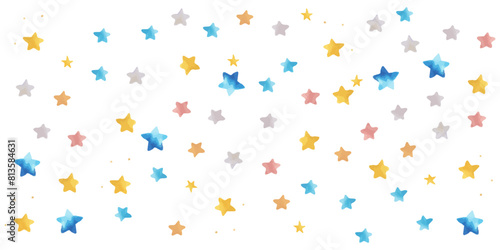 Watercolor vector planets and stars set on white background
