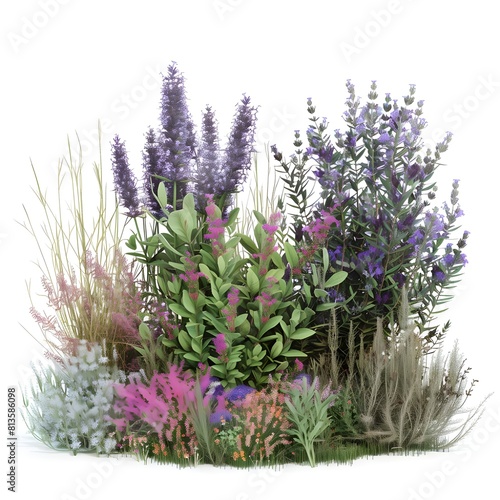 a group of flowers on white background