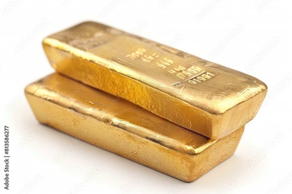 Stack of shiny gold bars on white background Stack of shiny gold bars on white background