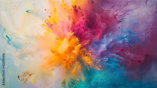 Holi celebration with colored powder explosion