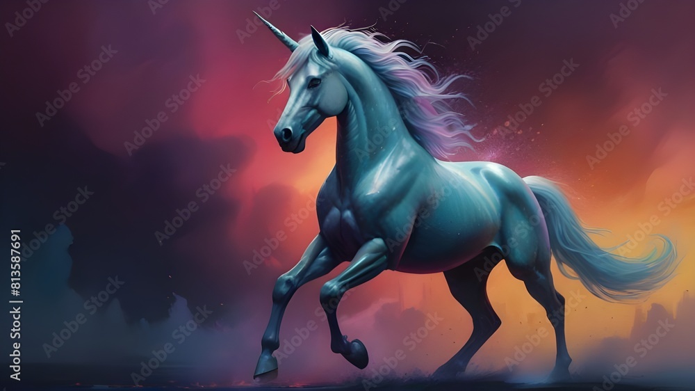 Naklejka premium horse in the night