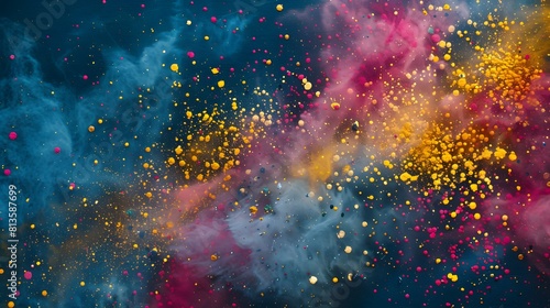 Holi celebration with colored powder explosion