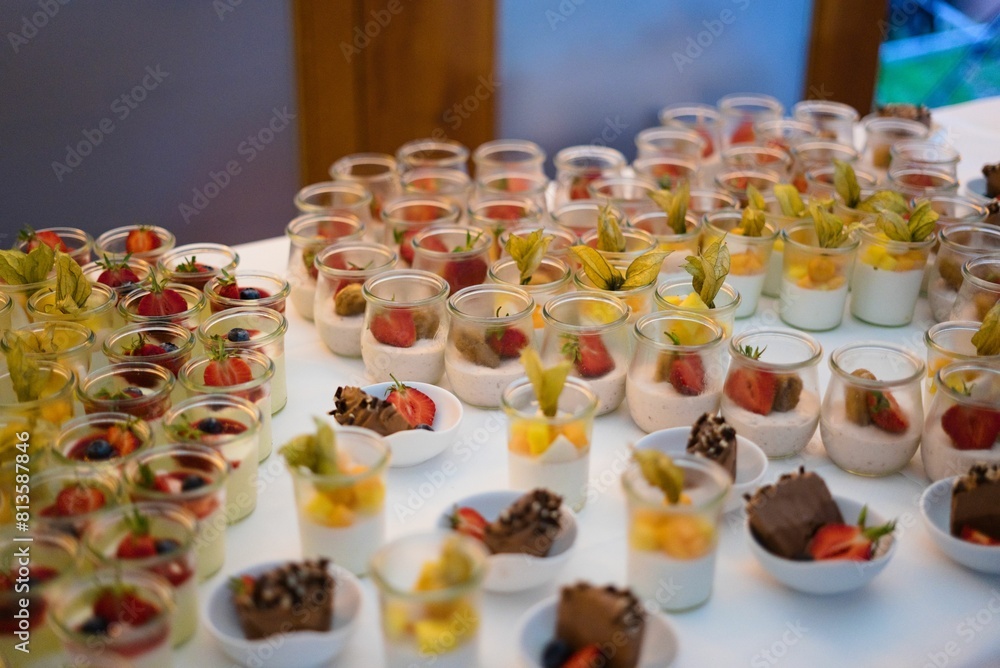 Naklejka premium Selective focus shot of a dessert buffet on a table