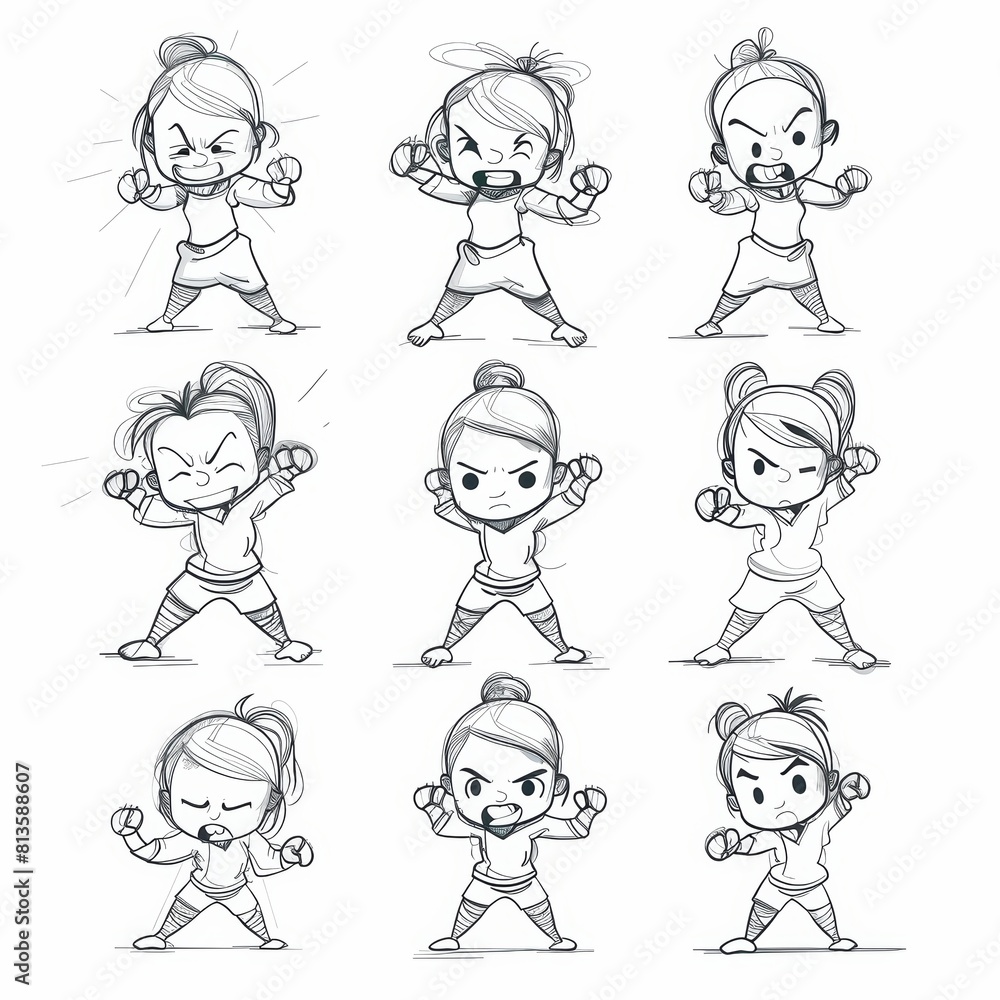 Expressive Girl Emotions black and white ink illustrations Expressive Girl Emotions black and white ink illustrations