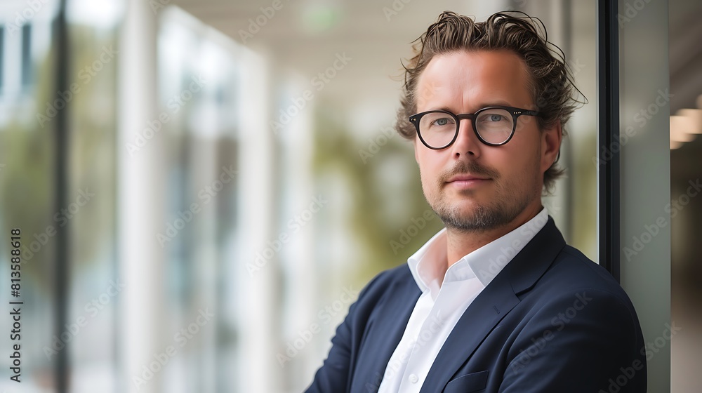 Fototapeta premium Dutch Businessman in Plain Background Setting, Perfect, Dutch businessman, plain background, setting