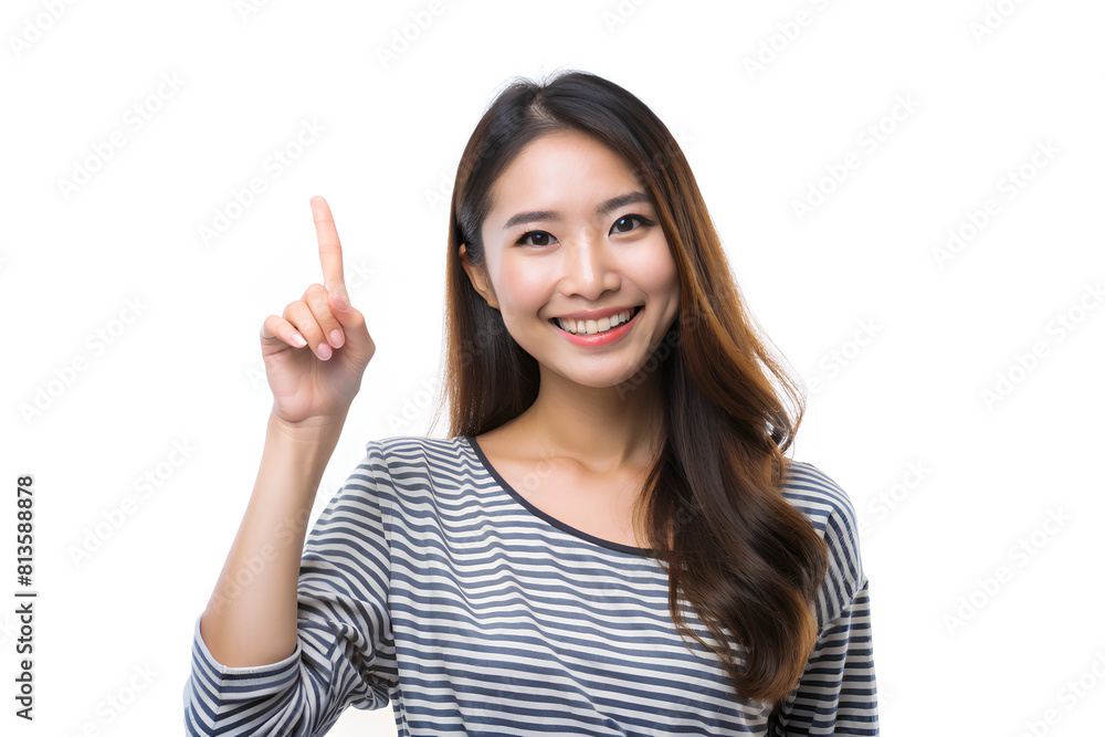 Pretty girl act like a satisfied product, use for advertising with isolated on white background Pretty girl act like a satisfied product, use for advertising with isolated on white background