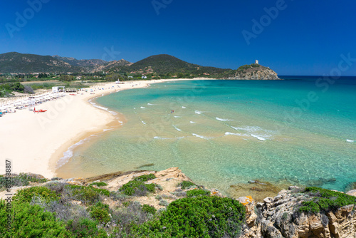 Fototapeta Naklejka Na Ścianę i Meble -  Sa Colonia bay, with crystal clear water and white sand, Chia, Domus de Maria, Sardinia