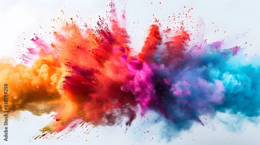 Holi celebration with colored powder explosion Holi celebration with colored powder explosion