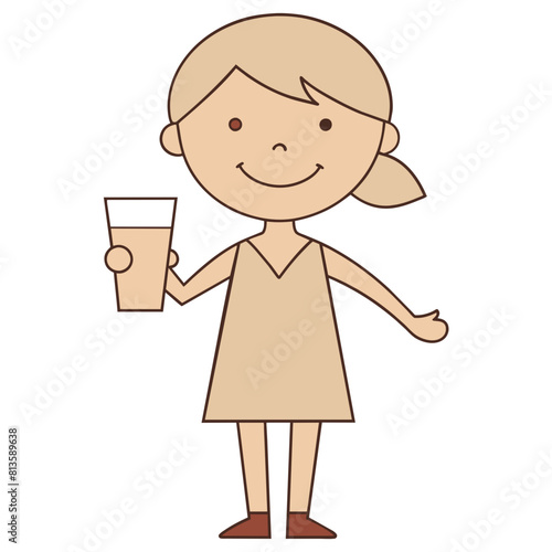 Beautiful Girl with Milk Glass Cartoon Character vector
