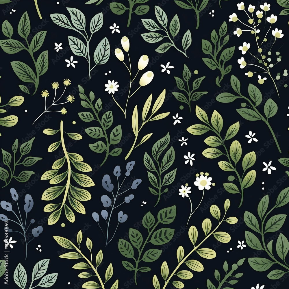 Fototapeta premium Botanic seamless pattern with random vintage 