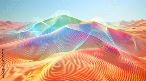 abstract desert mirage with a clear blue sky photo
