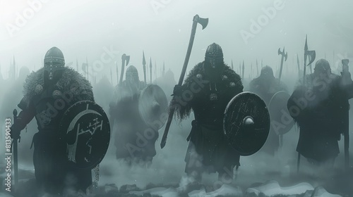 Vikings ready for battle. AI generated Image photo
