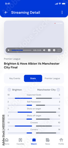 Sport Football score and Soccer Match Results and Scoreboard Outcome Result Tracker app UI Kit Template