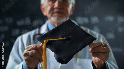Professor Holding Graduation Cap photo