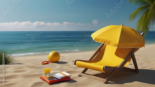 beach chair with umbrella photo