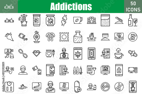 Addictions Icons Set.Web and mobile icons.Vector illustration