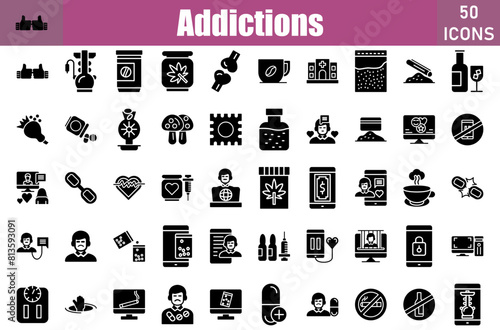 Addictions Icons Set.Web and mobile icons.Vector illustration