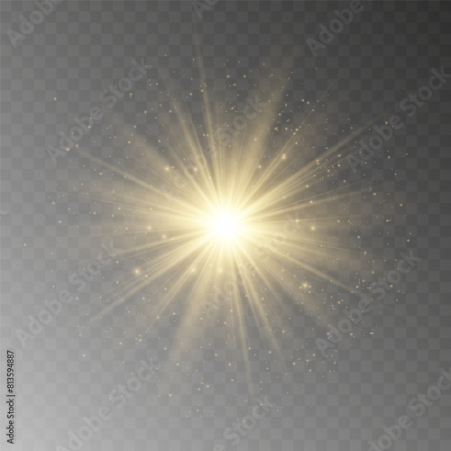 The sparkles sparkle with a special lighting effect. Sparkling magical dust particles. Glowing sparkling wave. Glowing light explodes on a transparent background. Sparkling magical dust particles