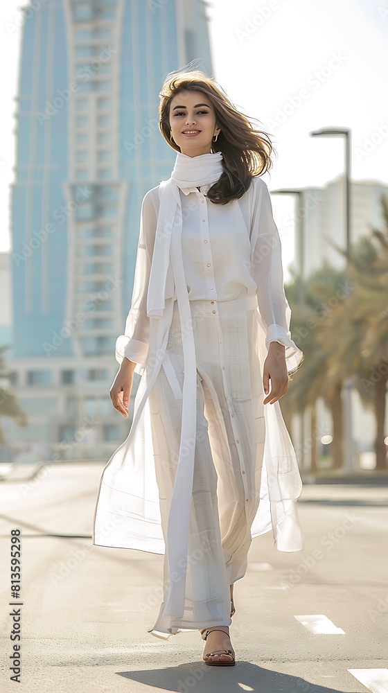 Fashionable Kuwaiti Model in Clean Urban Environment, Fashionable, Kuwaiti model, clean urban environment