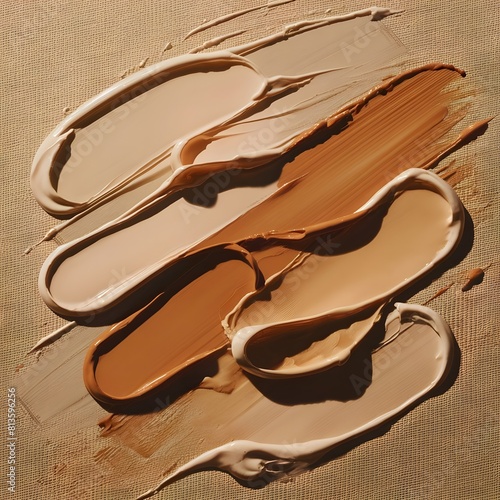 Cosmetics smears of creamy texture on a beige background