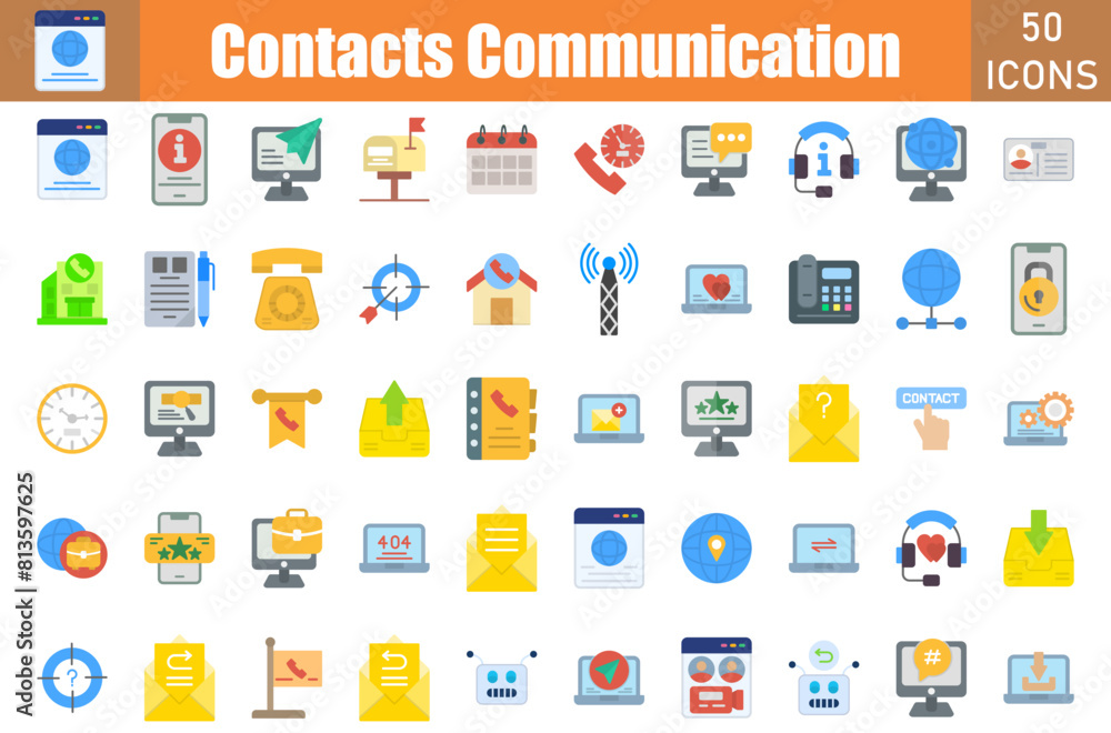 Contacts Communication Icons Set.Web and mobile icons.Vector illustration Contacts Communication Icons Set.Web and mobile icons.Vector illustration