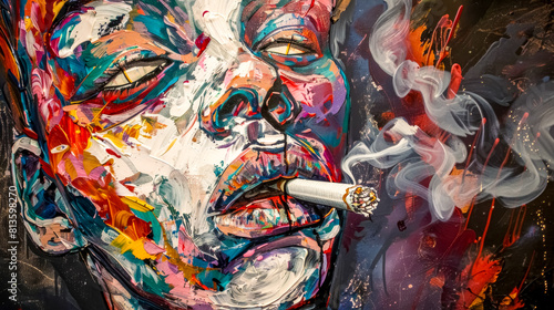 Abstract colorful smoking portrait graffiti