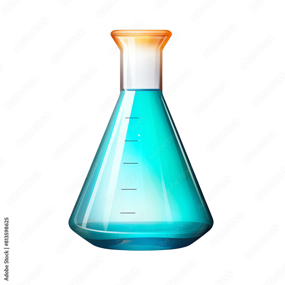 Blue potion in a wide-mouth graduated conical flask Blue potion in a wide-mouth graduated conical flask