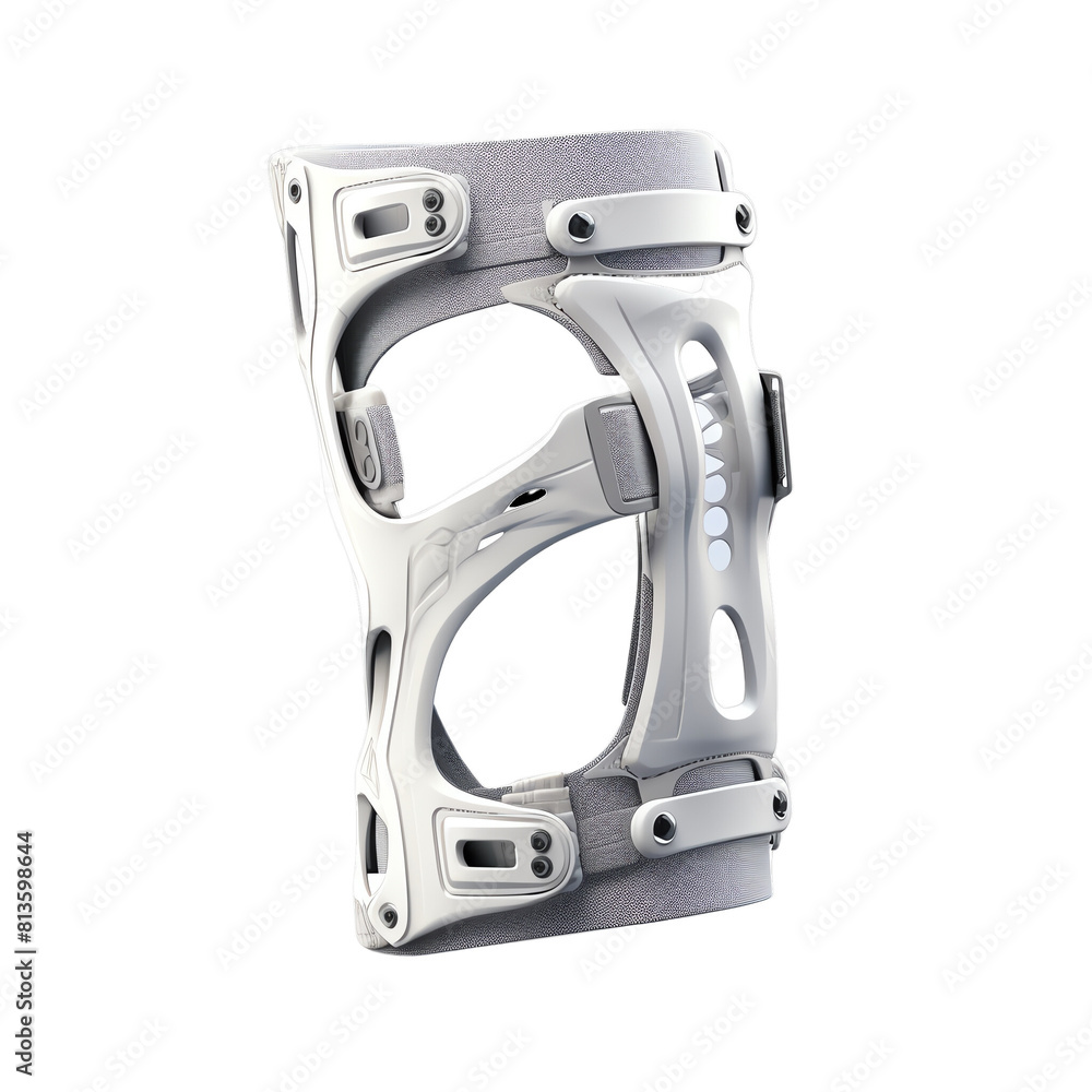 futuristic exoskeleton for leg made of metal and plastic, white color, isolated on transparent background futuristic exoskeleton for leg made of metal and plastic, white color, isolated on transparent background