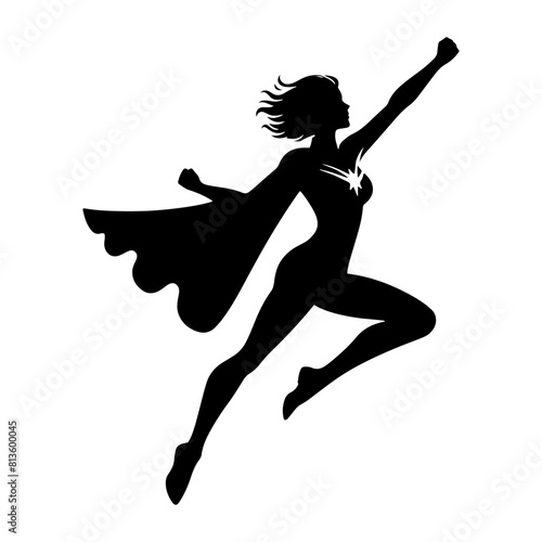 "Iconic Heroism: Minimalist Vector Superhero Silhouette- Superhero Illustration- Superhero Vector Stock- Superhero Silhouette.