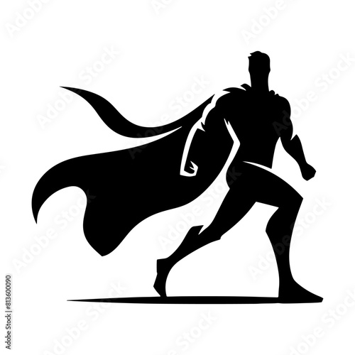 "Iconic Heroism: Minimalist Vector Superhero Silhouette- Superhero Illustration- Superhero Vector Stock- Superhero Silhouette.