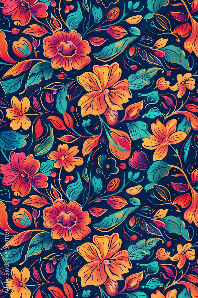 silkscreen style pattern, hand-drawn, full color