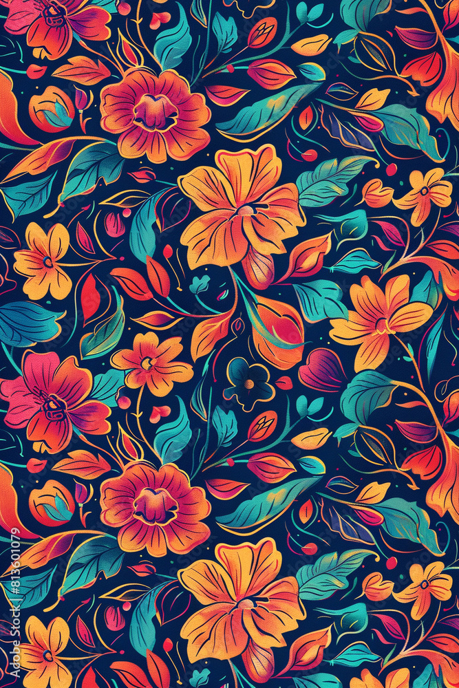 silkscreen style pattern, hand-drawn, full color silkscreen style pattern, hand-drawn, full color